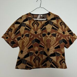 Anthropologie Dolan East Coast Collection Tapestry Knit Boxy Top Medium |